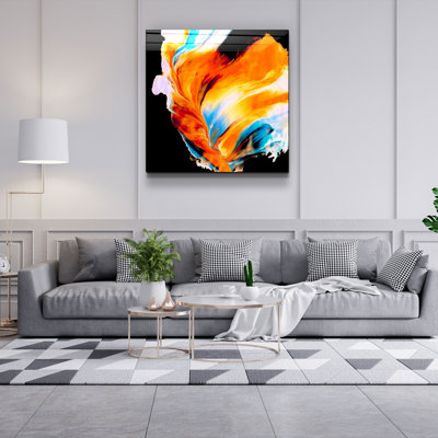 Élégante peinture décorative en verre trempé, 40 x 40 po | 100% verre trempé, épaisseur: 0,16 pouce | Impression UV pour des couleurs éclatantes et une durabilité | Parfait pour la décoration intérieure et les amateurs d'art
