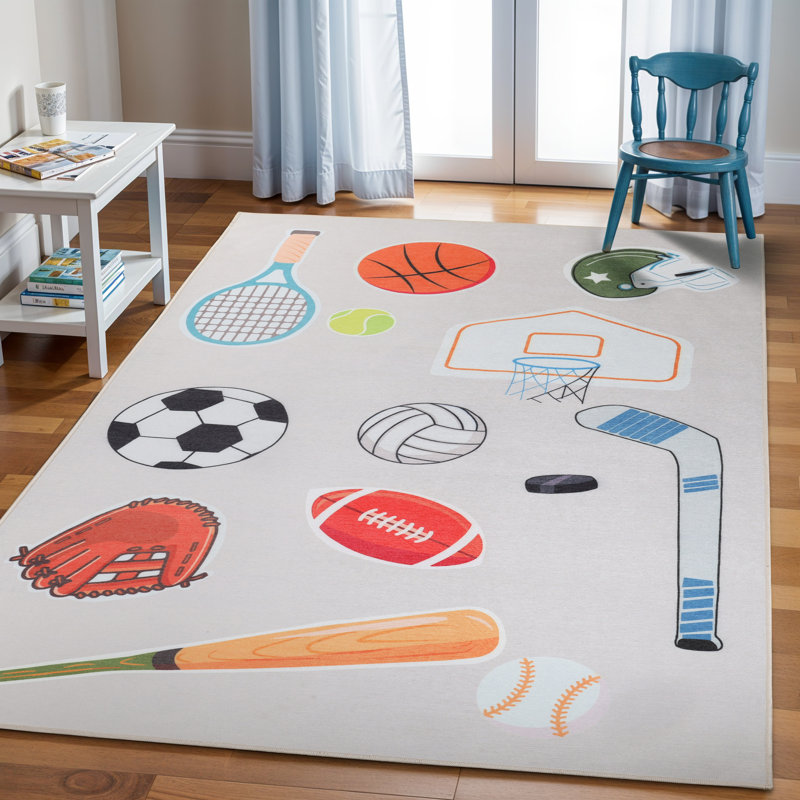 Pollak All Star Non-Slip Kids Playroom Decor Washable Indoor Area Rug, Rectangle 6' x 9'
