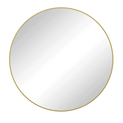 39 Inch Gold Wall Mirror - Metal Framed Round Vanity For Bathroom, Bedroom & Living Room Decor Mounted Dressing Bathroom
