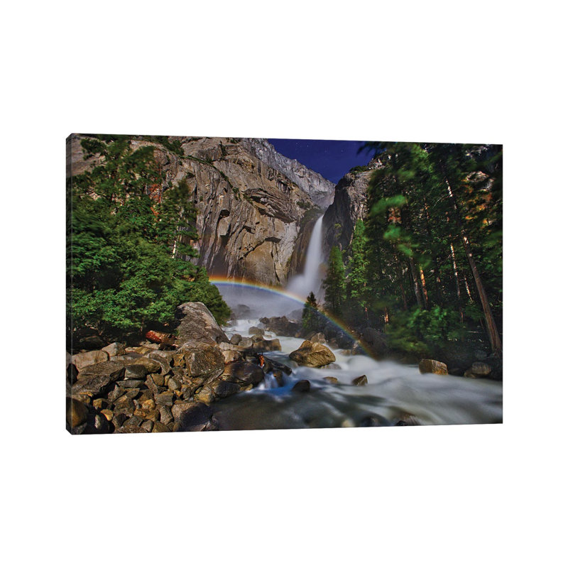 Moonbow At Lower Yosemite Falls by Zoe Schumacher - Wrapped Canvas Print, 20.32 cm H x 30.48 cm W