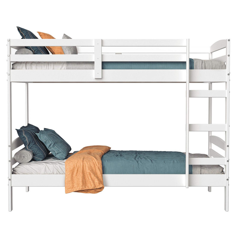 Plumerville Solid Wood Classic Twin Bunk Bed with Headboard and Ladder - by Harriet Bee, White