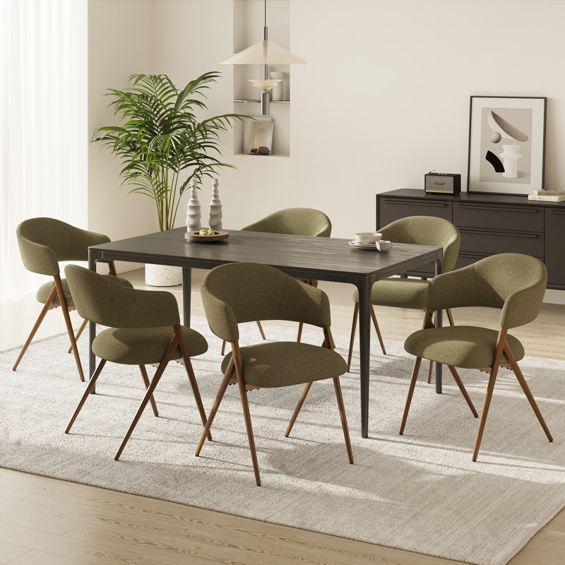 Chaise de salle à manger rembourrée avec accoudoirs en métal et dossier, Vert