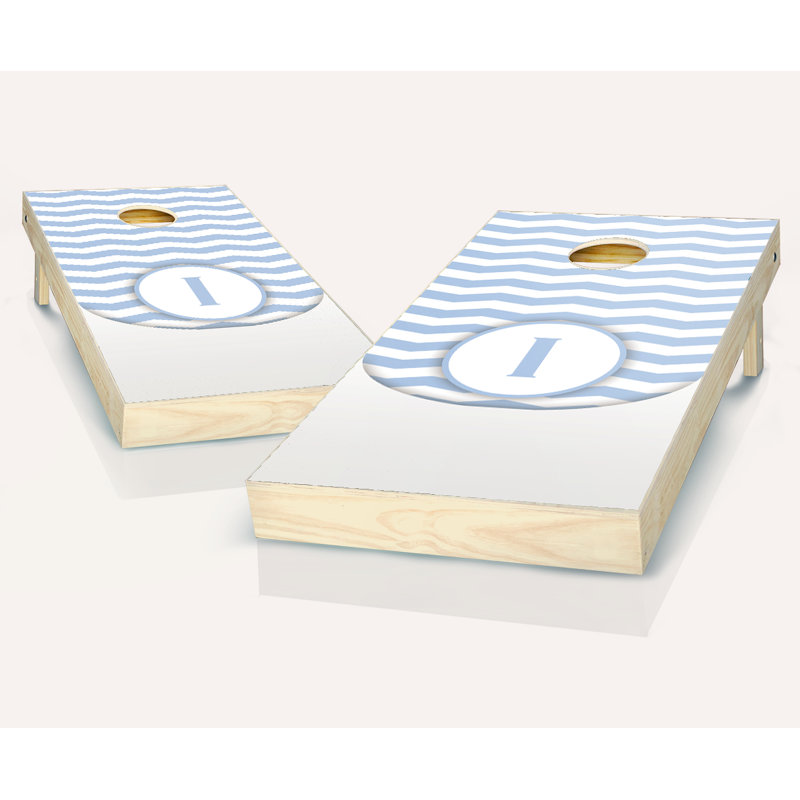 2' x 4' Wedding Chevron Initial Solid Wood Cornhole Set with Bags, Yes, Red/Black