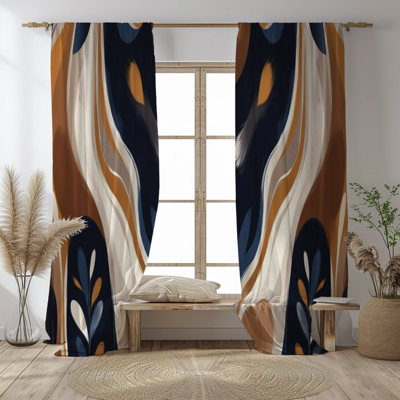 Modern Abstract Lined Window Curtains