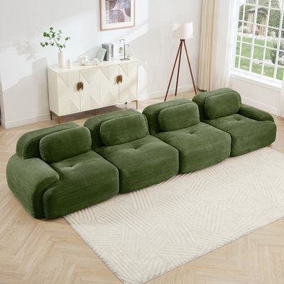 4-Seater Sofa In Corduroy Fabric With 32D High Resilience Foam, No Assembly Required.