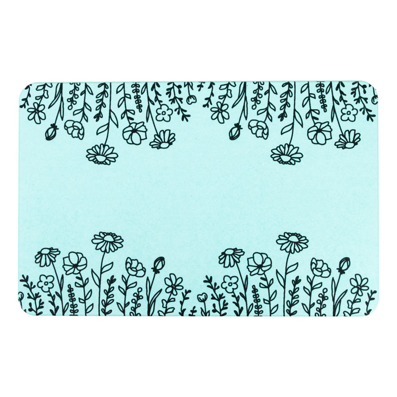 Non-Slip Bath Mat, Aqua/Black