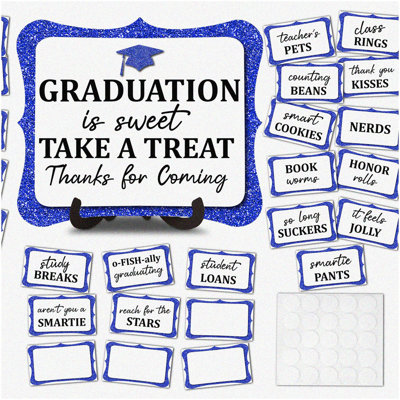Blue Glitter Graduation Candy Buffet Sign