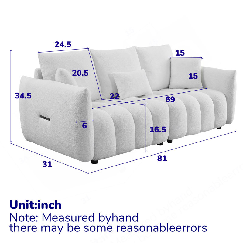 Canapé MH 81 po avec 3 coussins de dossier et 3 coussins de dossier MH, Beige