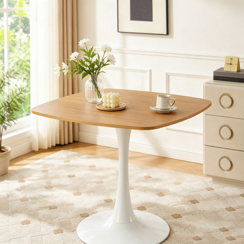 Table tulipe 31,5 pouces, Blanc et chêne