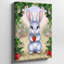 Toile, petit lapin blanc moelleux avec oreilles surdimensionnées et art mural lumineux-306996783