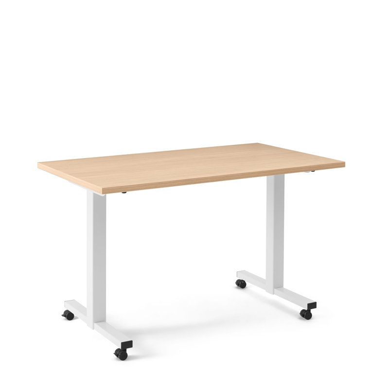 Table de formation Irons, H 29 po x l 57 po x P 27 po, Blanc / chêne naturel