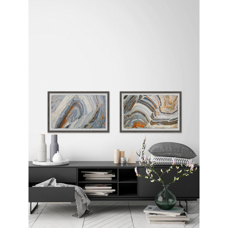 Techtonic Diptych - ensemble de 2 reproductions d'art sur papier encadré, H 12 po x l 18 po x L 1,5 po