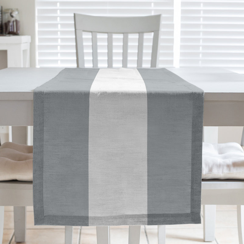 Las Vegas Football Stripes Table Runner, 90" L x 16" W, Silver/White, Polyester