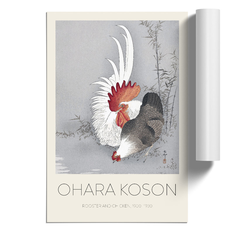 Rooster & Chicken by Ohara Koson - No Frame Print, 59cm H x 42cm W x 0.1cm D