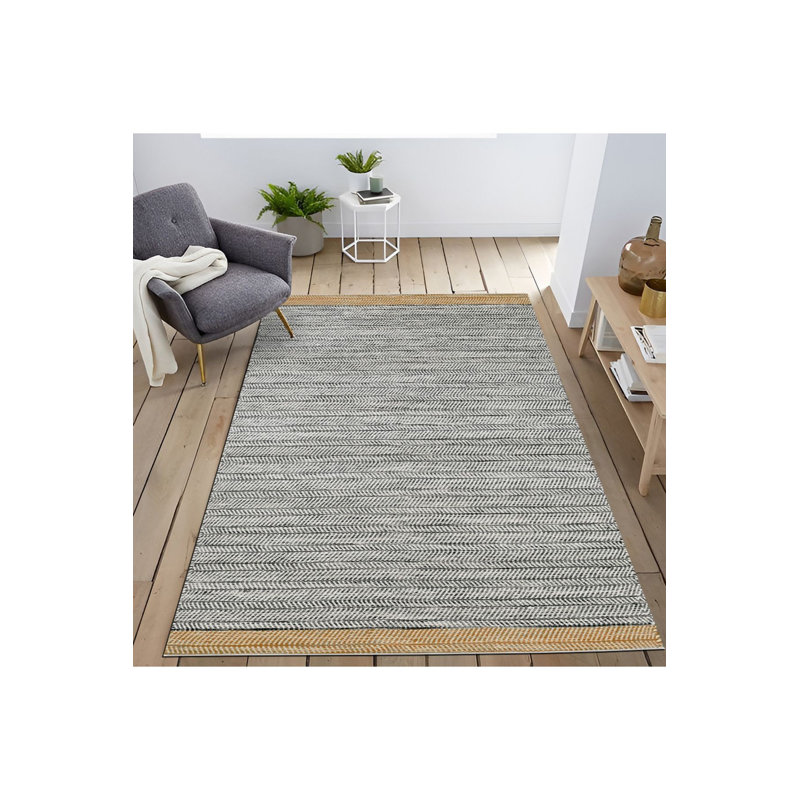 Tapis décoratif gris lavable à la machine, Sous-tapis rectangulaire 2 pi 6 po x 4 pi 11 po