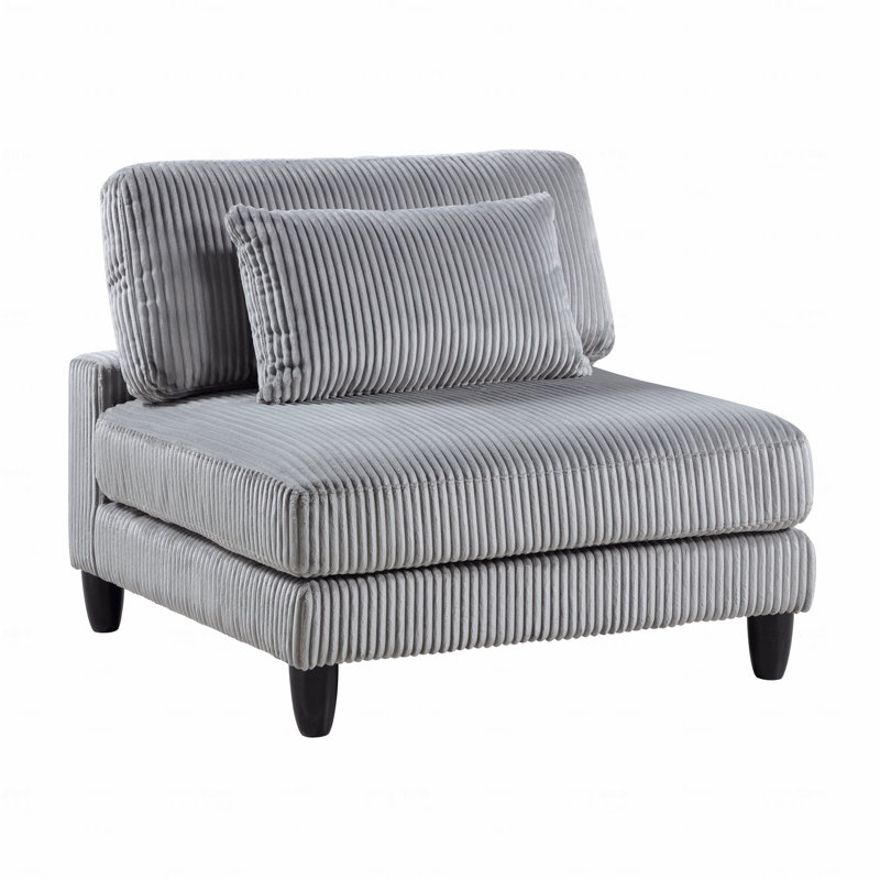 Fauteuil sans accoudoirs en velours côtelé gris