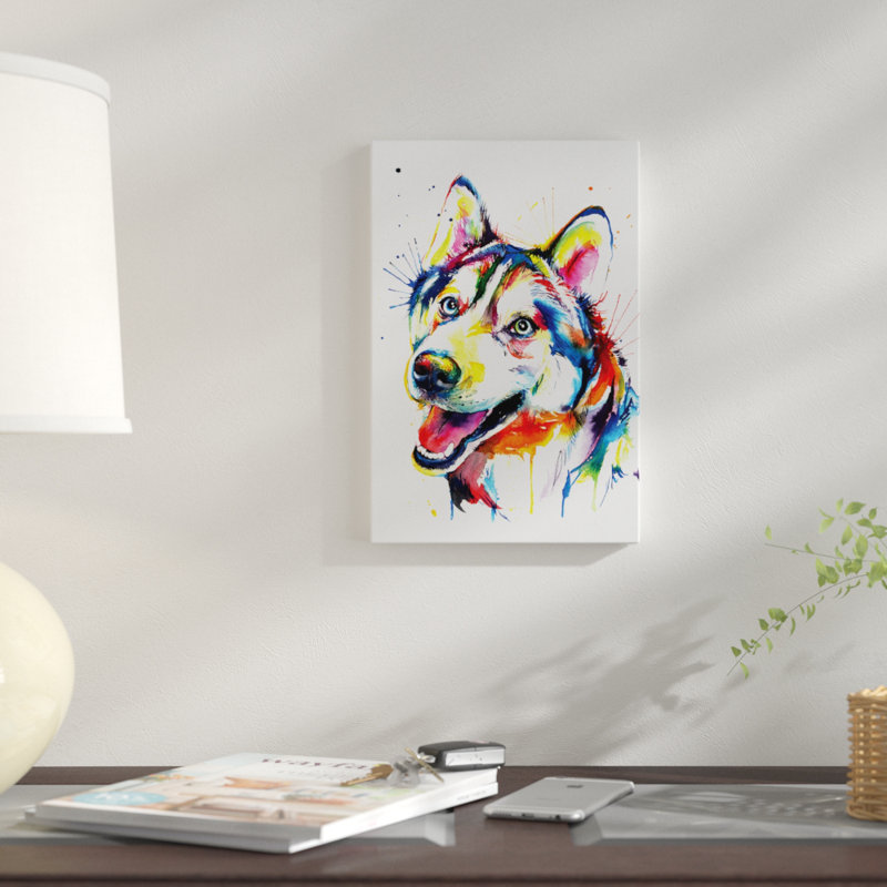 « husky », impression sur toile, H 12 po x l 8 po x P 0,75 po, Pas de tapis, Toile tendue