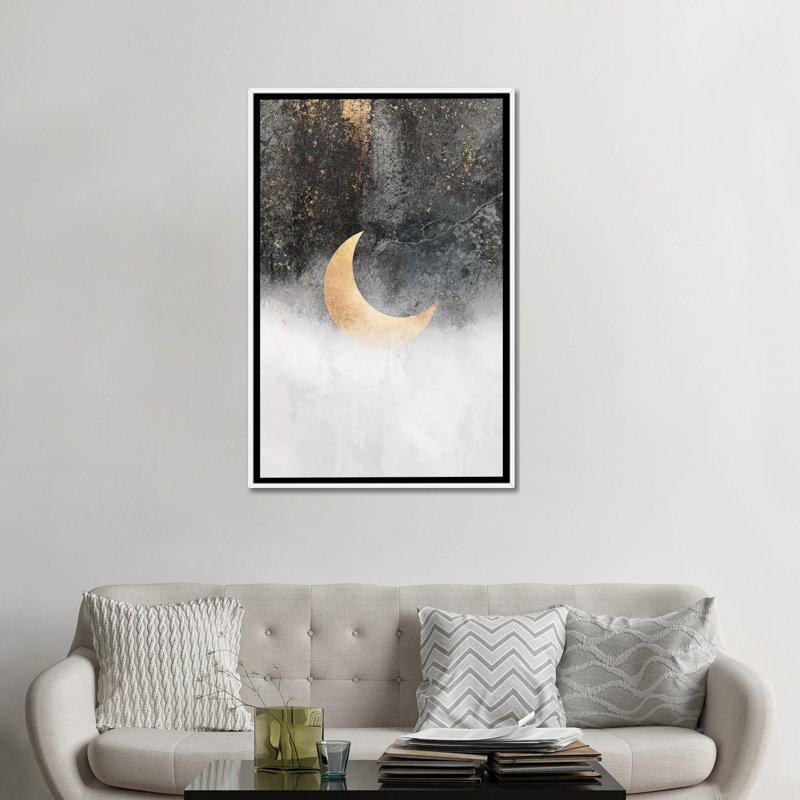 Reproduction d’art, "Crescent Moon" par Elisabeth Fredriksson, H 48 po x l 32 po x P 1,5 po, Toile blanche encadrée