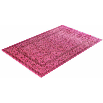 Tapis rose contemporain en laine noué à la main Clouser 6 pi 0 po x 9 pi 3 po