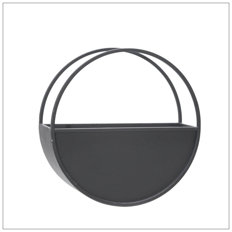 S/2 METAL 9/12" ROUND WALL PLANTERS, BLACK