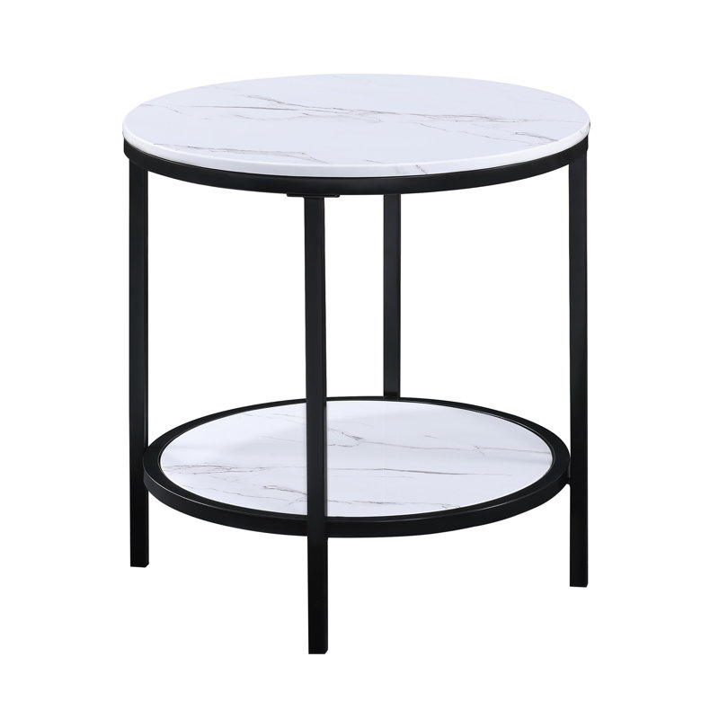 Table de bout ronde moderne avec tablette de rangement 1pc