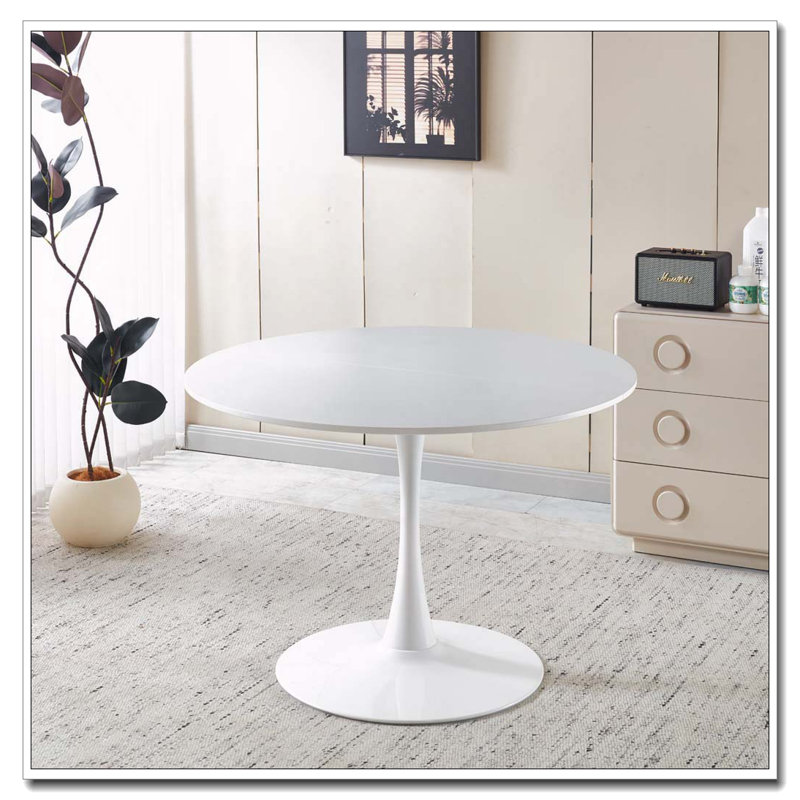 Table tulipe 42,1 po de style blanc avec plateau Mid-Century, Blanc