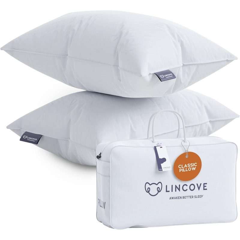 Ensemble de 2 oreillers en duvet et plumes de linco - Collection Hotel Luxury - 100% coton, Roi
