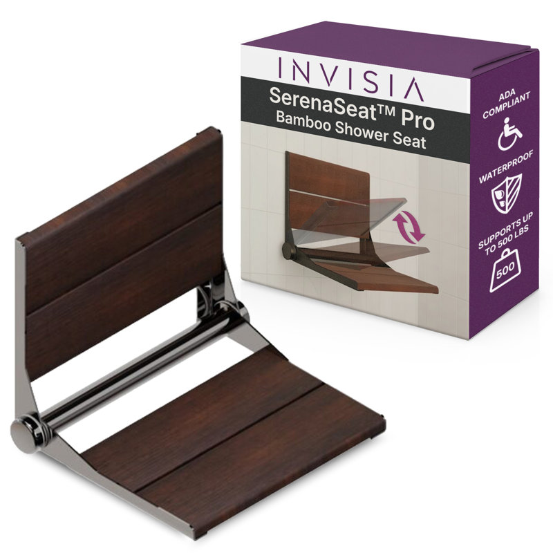 Invisia SerenaSeat Pro inoxydable, 18 po de largeur, teinture moyenne, cadre en chrome poli
