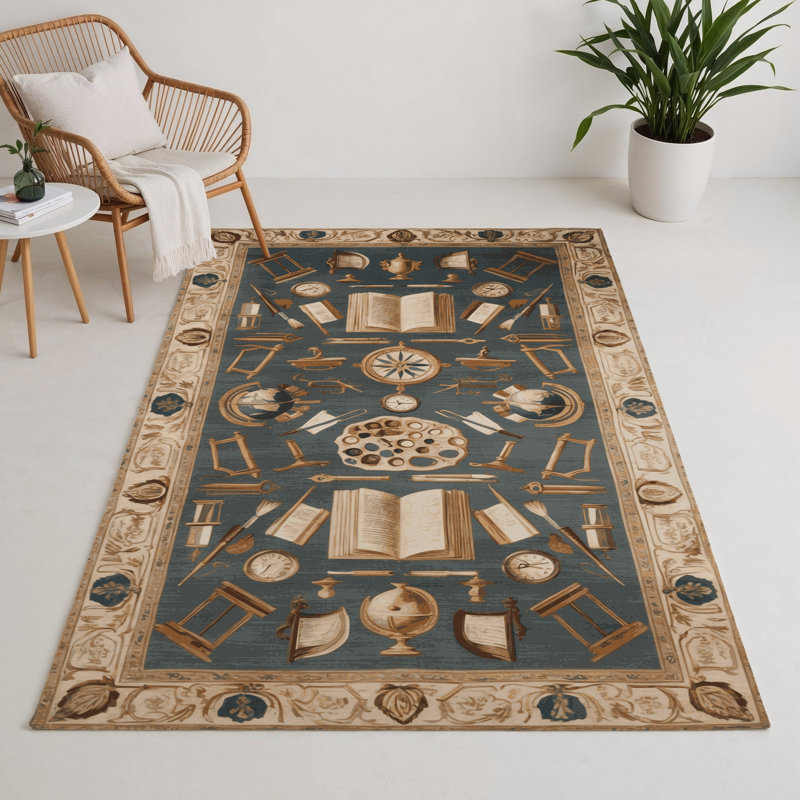 French Gray Indoor and Outdoor Area Rug, Rectangle 3' x 5'
