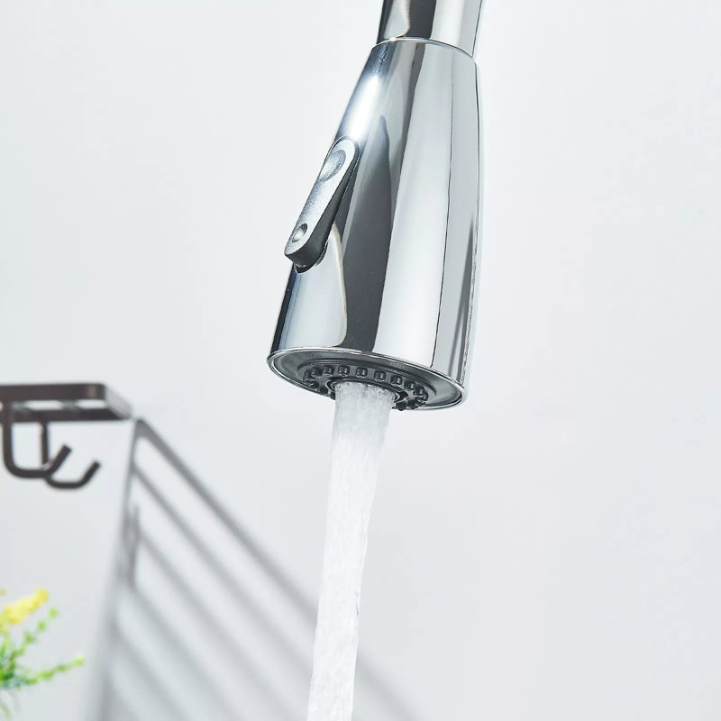 Kitchen Sink Faucet 1 Hole Single Handle 360° Swirl Pull Down Sprayer Mixer Tap, Chrome