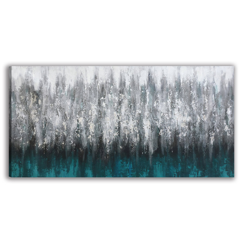 Peinture abstraite argentée sur toile de plage, 