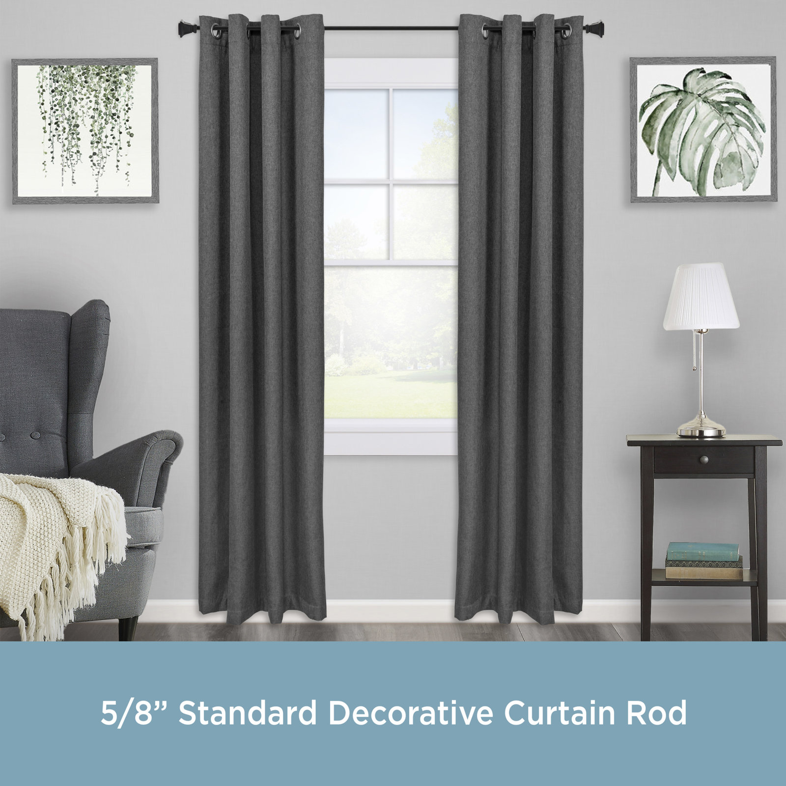 Richmond Single Curtain Rod, 28" - 48", Matte Black