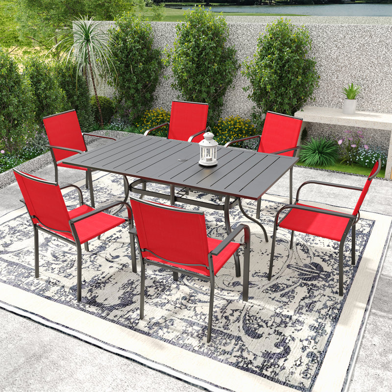 Ensemble repas extérieur pour 6 personnes, Rouge