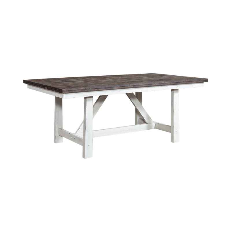 Scholten Fixed Top Trestle Dining Table w/ Heavy Distressing