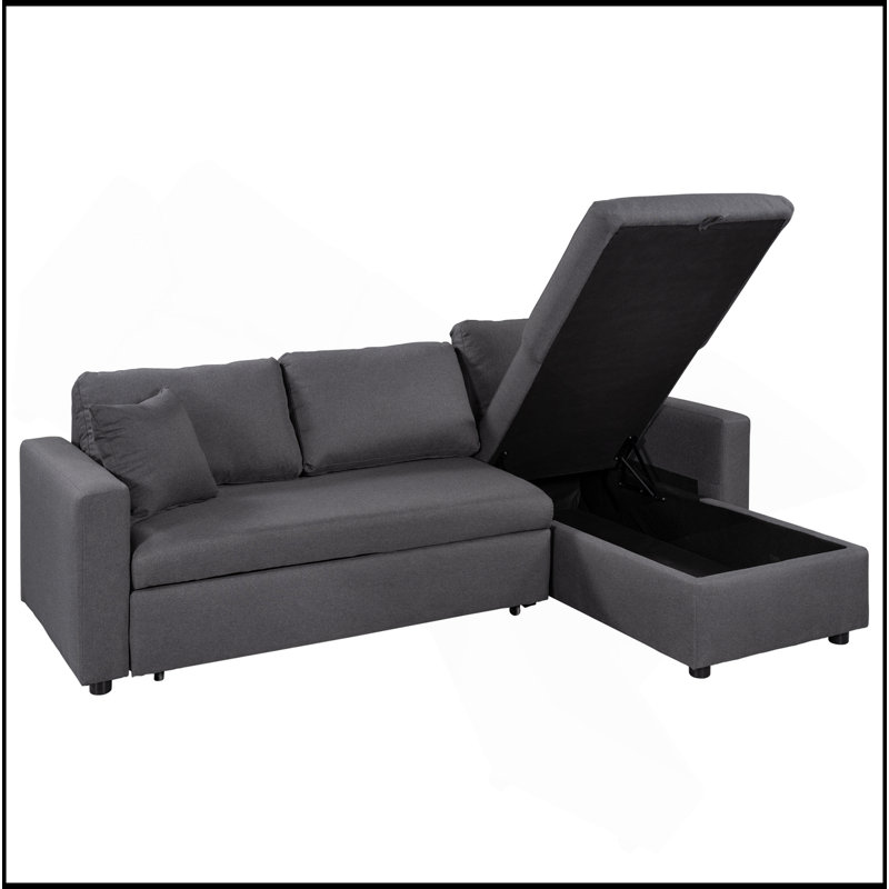 Canapé-lit modulaire rembourré avec espace de rangement et 2 coussins décoratifs Upholstery