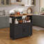 Îlot de cuisine roulant de 90 cm avec armoire de rangement, chariot de cuisine mobile portatif avec porte-serviettes, roues verrouillables, noir-767579026