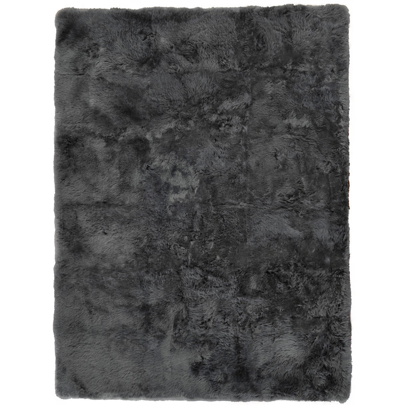 Sheepskin Area Rug in Dark Gray, Rectangle 13'6" x 17'6"