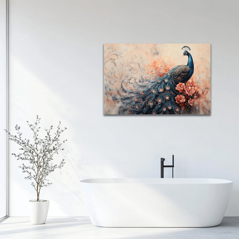 Grand paon sur toile, impression d'art sur toile encadrée pour salon, chambre à coucher, salle de bain, bureau, décoration murale, prêt à accrocher, 24 po x 32 po
