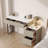Soild Wood Vanity Table With Cabinet Drawer Rock Plate Top And Metal Base-1144015567