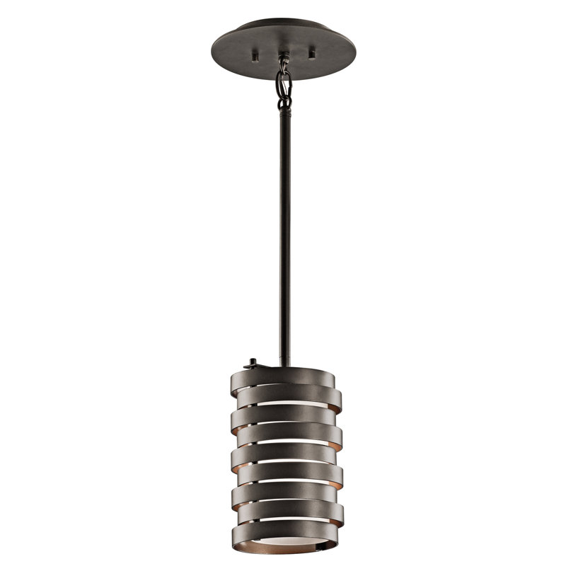 Luminaire suspendu cylindrique à 1 lumière Abdülhalim, Bronze vieilli