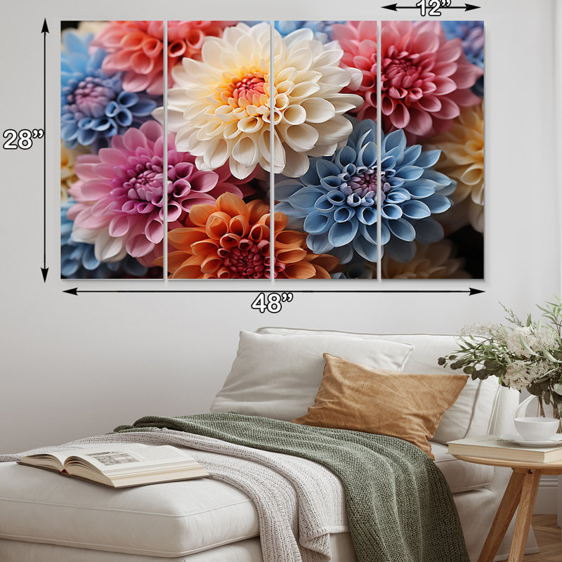 Chrysanthemums Vibrant Collage I Cities & Countries Wall Decor on Metal