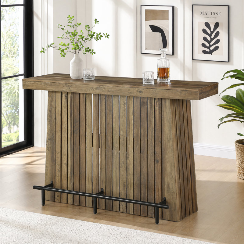Bar Table With 2-tier Storage & Footrest