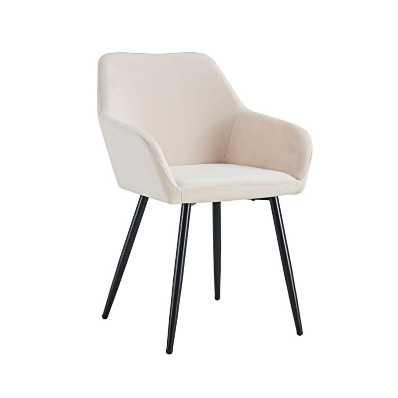Ensemble de 2 chaises avec accoudoirs décoratifs, Beige / velours noir