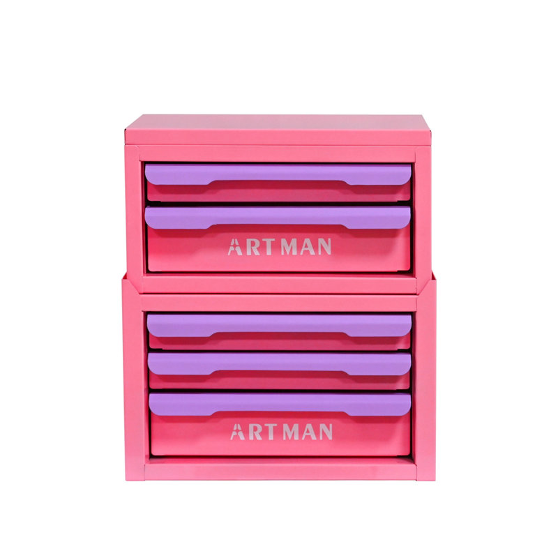 Organisateur de bureau à tiroir, porte-papeterie, armoire de rangement pour cosmétiques - {rose-mauve, 2 + 3 étages}