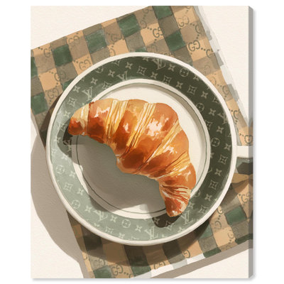 Reproduction sur toile Glam Breakfast Croissant, art côtier moderne par Art Remedy, galerie tendue, 30 x 36