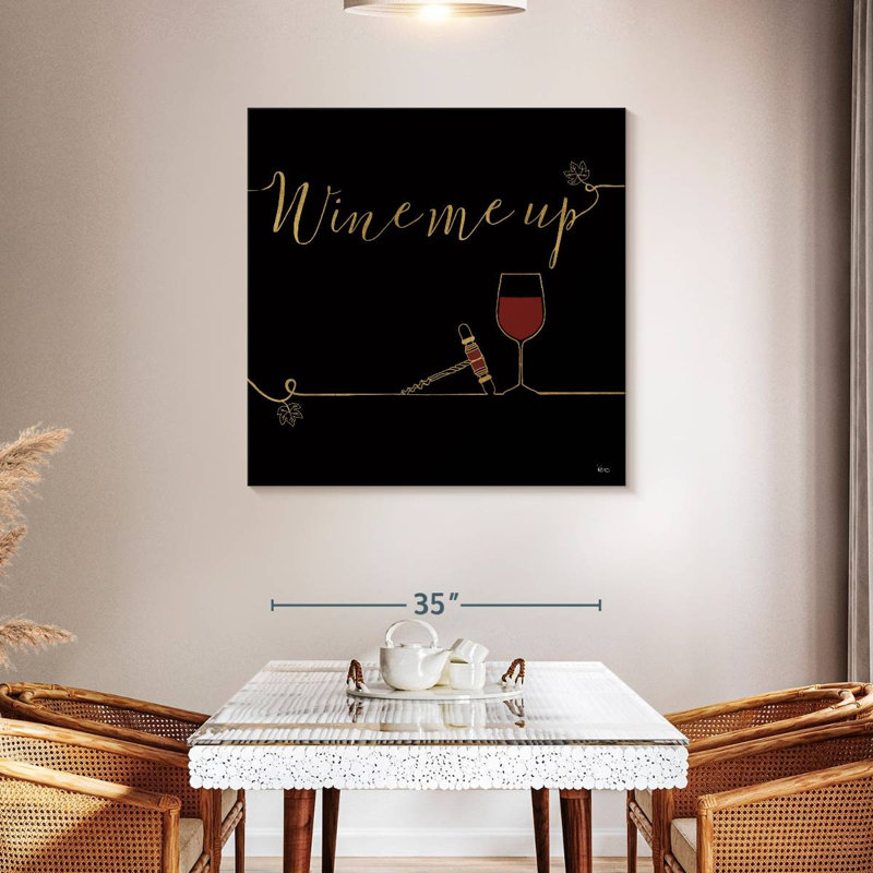 Underlined Wine II Black, 39" H x 39" W