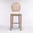 Retro French Country Barstools with Rattan Mesh Backrest and Upholstered Seating, Set of 2