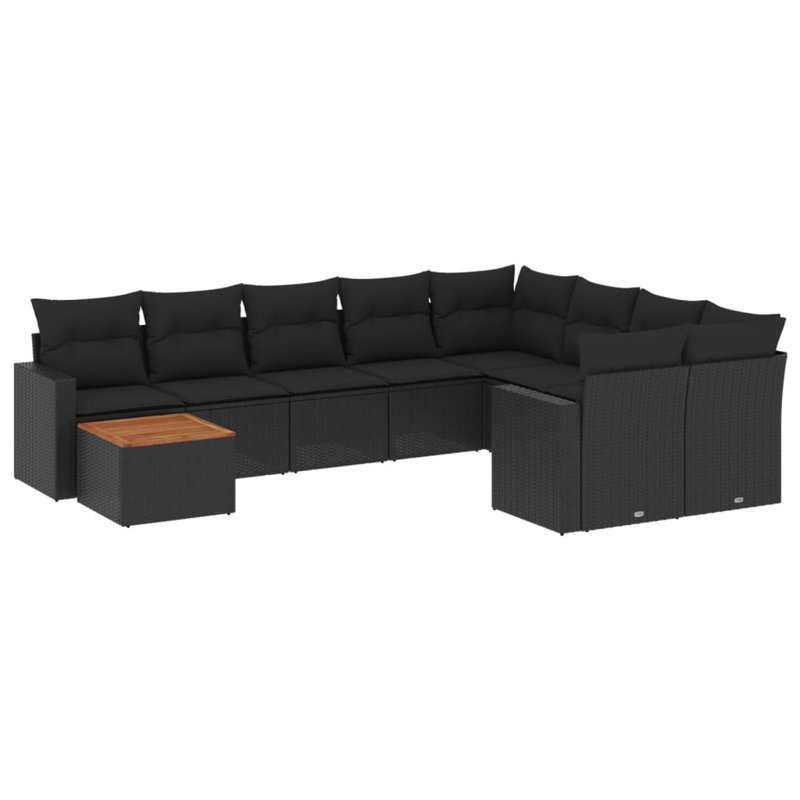  Ensemble de canapé de jardin noir, Noir, Noir