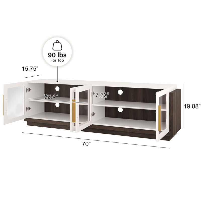 Asada TV Stand 75" Media Console, White/Brown