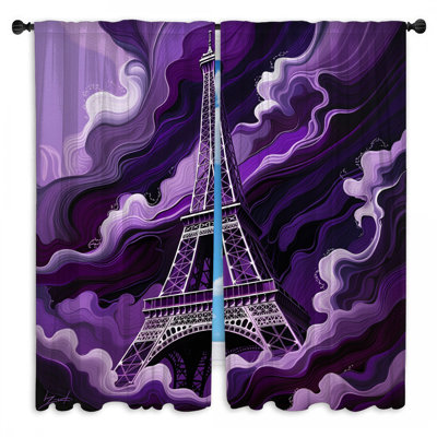 Eiffel Tower Window Curtains Architecture Sheer & Room Darkening - 2 Panels